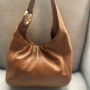 Michael Kors Fulton Brown Leather Slouch Hobo Bag